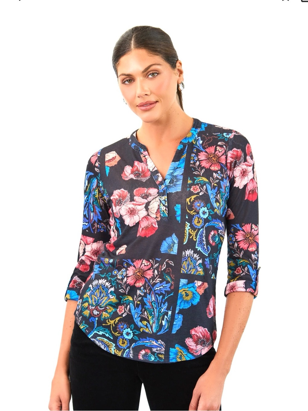 NWT Floral Botany Henley Top by FDJ French Dressing Jeans